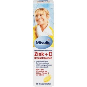Вітамінні таблетки шипучі Mivolis Zink + C PD106 20 штук (P-6910806230572) 
