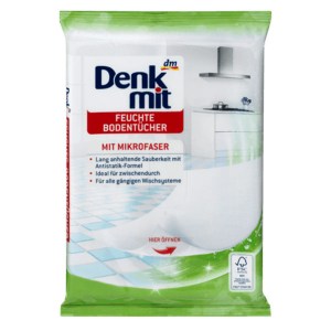 Feuchte Bodentücher влажные салфетки для мытья полов с микрофиброй Denkmit 15 шт