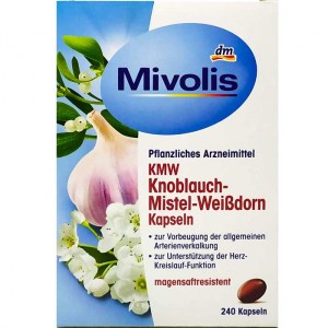 Биологически активная добавка Mivolis KMW с чесноком, омелой и боярышником , 240 шт