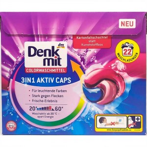 Капсулы для стирки цветного 3in1 DenkMit Colorwaschmittel 22 шт