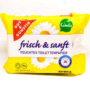  Влажная туалетная бумага Gut&Günstig feuchtes Toilettenpapier Kamille 70 шт Германия
