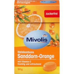 Mivolis Леденцы без сахара  для горла Sanddorn-Orange 50г