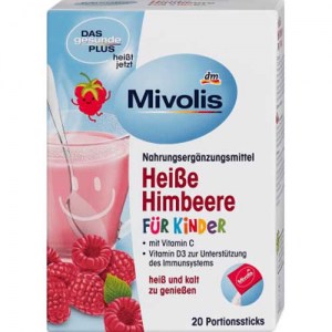 Детский напиток для иммунитета с витамином С и D3 Mivolis Heiße Himbeere für Kinder 20 шт 