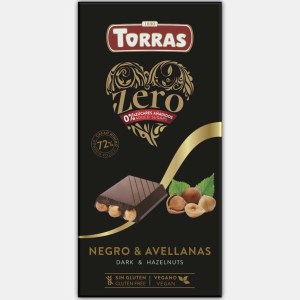 Torras Zero чорний шоколад з фундуком без цукру, без глютена 150г Іспанія